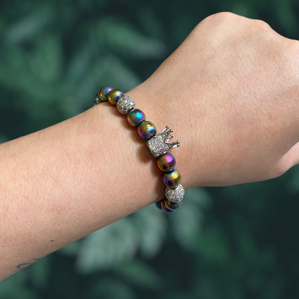 Charm Beaded Bracelet (The Queen Bracelet in Silver)